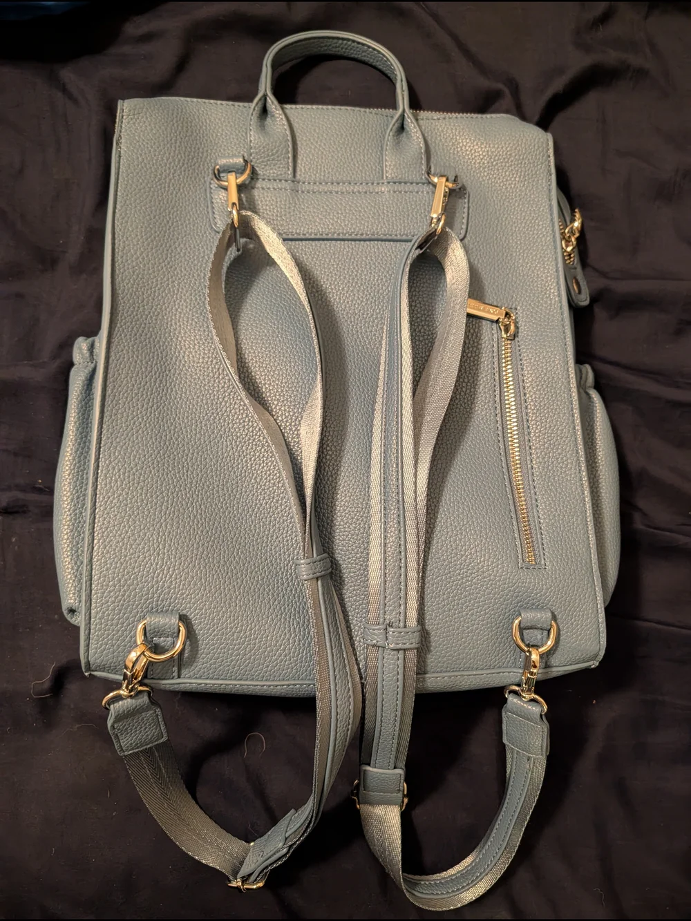 Pixie Mood Light Blue Pebbled Leather Backpack